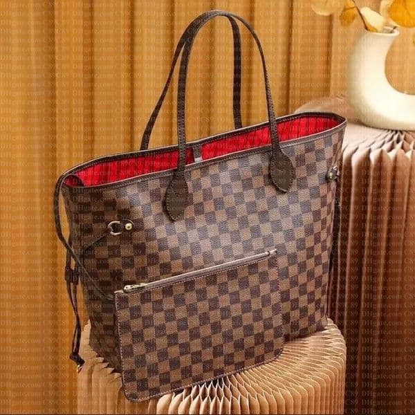 Luxury Bag Designer Bag 2pcs Set Brown Grid Old Flower Women Crossbody Handbag Evening Shoulder Bags Fashion Composite Ladys Clutch Tote Bag Designers Totes
