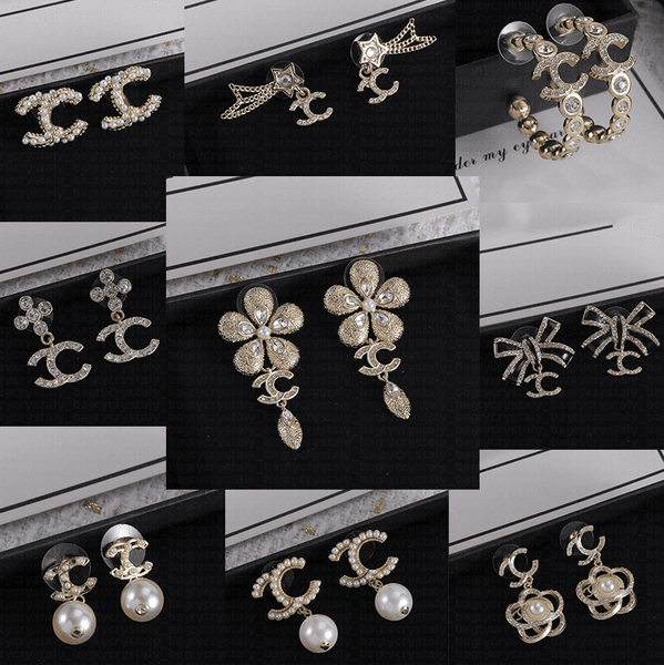 designer earrings luxury earrings for woman luxury Designer Letter studs geometric famous women's round diamond crystal pearl earrings Fashion Jewelry Aaa dhgate2