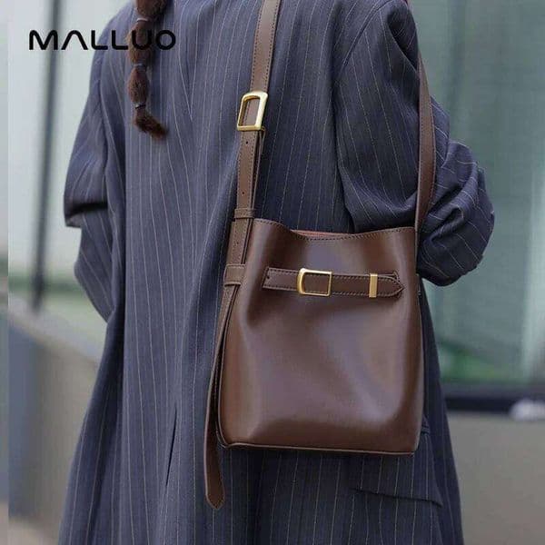 Angel Kiss Angel Kiss Cow Split Leather Bucket Women Vintage Messenger High Quality Simple Handbag Lady Shoulder Bag Luxury Female Crossbody Bags