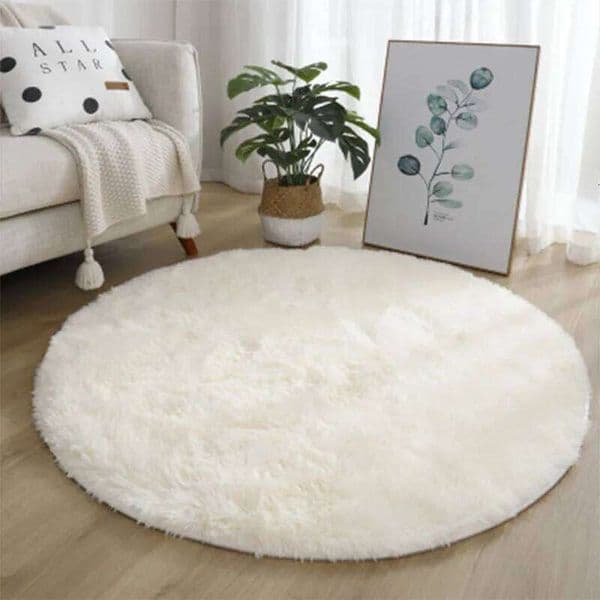 Super Soft Plush Round Mat Fluffy White Carpets For Living Home Decor Bedroom Kid Room Decoration Salon Thick Pile Rug 26W0117
