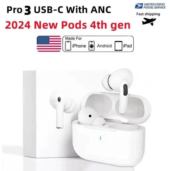 2025 Newest tws earbuds Pods 4th Gen With ANC earbuds Pro 3 2 anc USB C earphones wireless Bluetooth Headset USB-C charging port For Xiaomi iPhone Headphones pods 3rd 2nd