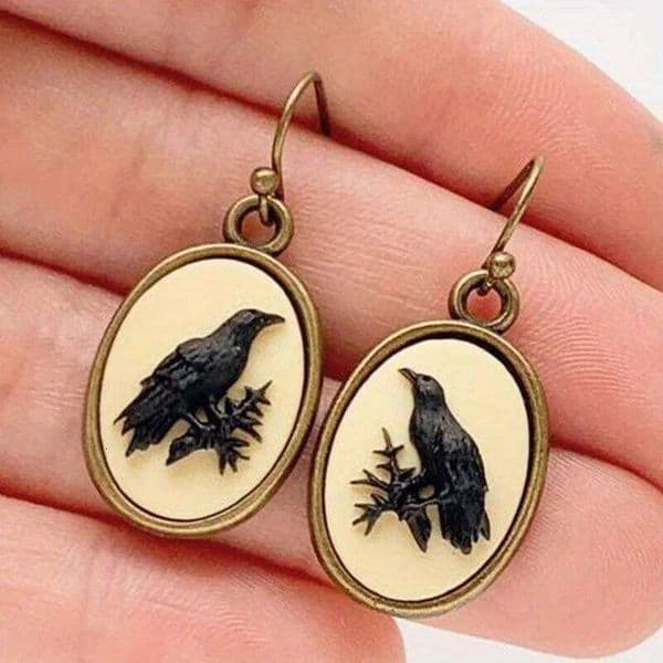 New Retro Oval Black Crow Drop Women Party Accessories Ancien Ethnic Personalized Dangle Earrings Jewelry