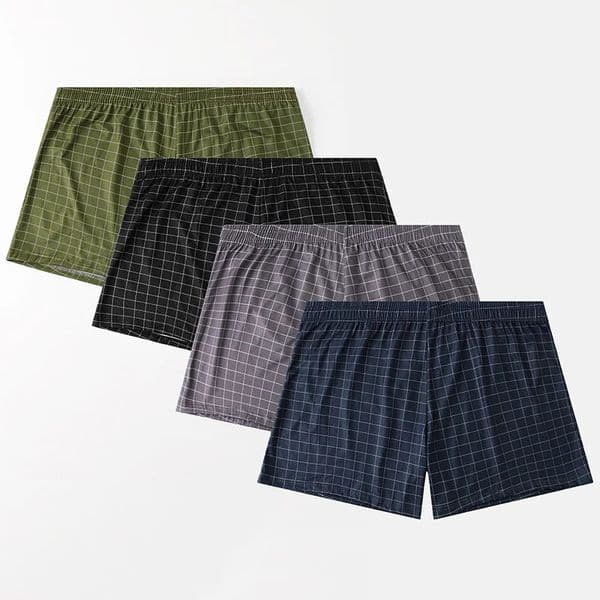 4Piece Set Of Plaid Printed Elderly Aro Pants Casual And Loose Mens Boxer Shorts Comfortable Breathable Underwear 260116