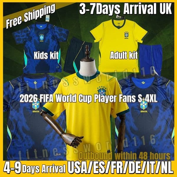 xxxl 4xl 2026 Brazil Soccer Jerseys Vini. Jr #7 Rodrygo #10 Bruno.G#8 Gabriel #3 Cunha #21 Martinelli #22 Carlos #24 Jerseys Brazil tracksuit kit kids Football Shirt S-4XL