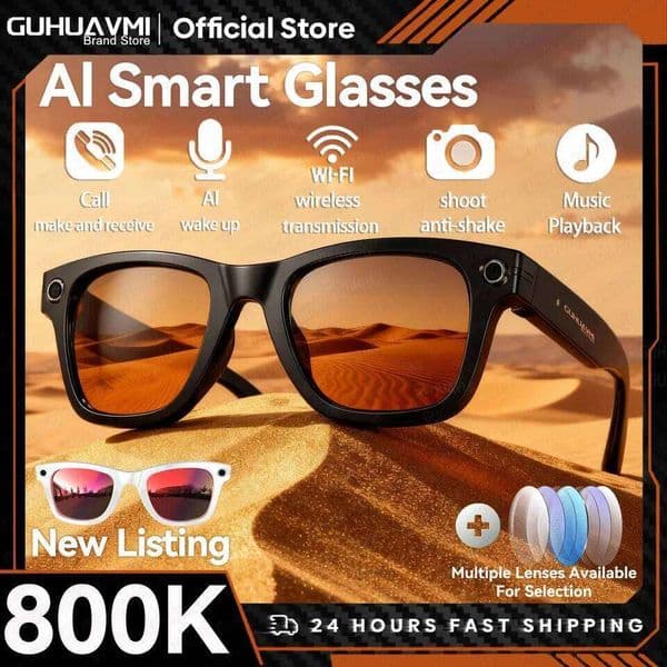 2026AI Smart Glasses Bluetooth Camera Recording Videos AI Photo Recognition Answer 100+ Languages Translation Music Play Men Women