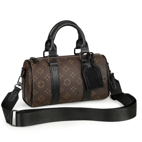 10A CITY KEEPALL Men's Shoulder Designer Brand Fashion Black Flower Canvas Leather Crossbody No Handle Design Keep Man Boston Pillow Bag