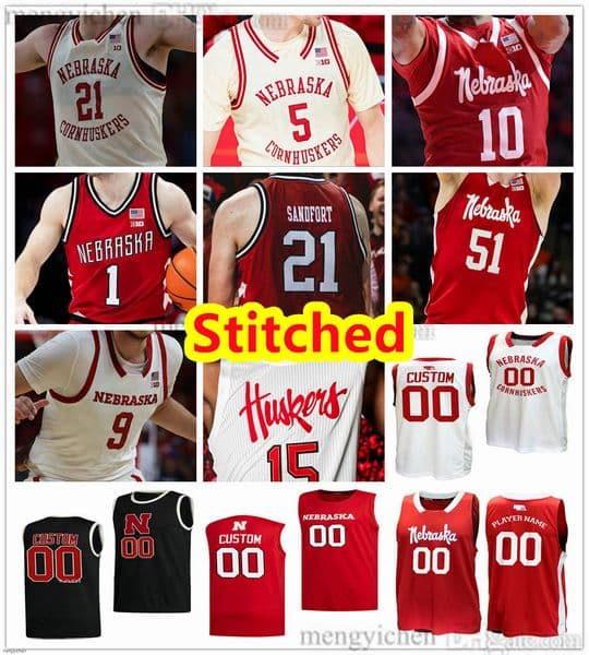 Stitched Men Nebraska Cornhuskers College Basketball Jerseys 10 Jamarques Lawrence 9 Berke Buyuktuncel 51 Rienk Mast 21 Pryce Sandfort 1 Sam Hoiberg 5 Braden Frager