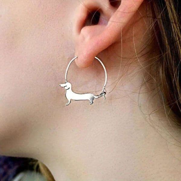 Earrings Jewelry, Sausage Dog Hoop Earrings, Gift for Dachshund Lovers