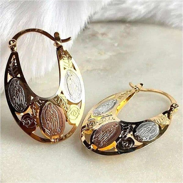 Classic Vintage Handcraft Hollowed Golden Plated Circular Hoop Earrings for Women's Fashion Banquet Festival Jewelry Accessories