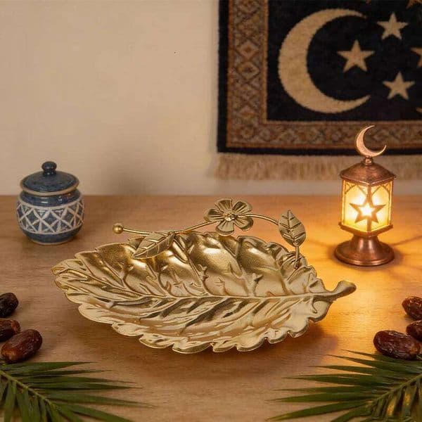 perfume 2026 Eid Al-Fitr Golden Creative Ramadan Fruit Tray Dessert Serving Dish cologne Reusable Metal Decorative Plate Free Shipping