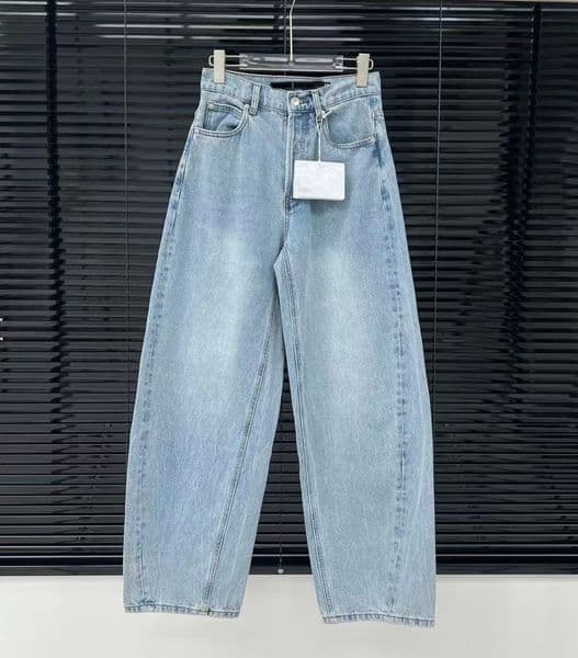 Women Scimitar Trousers Spring Light Blue Jeans 3D Letter Denim Pants