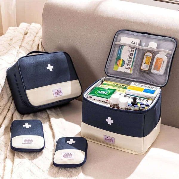 Portable Medicine Storage Bag 4pcs set Large Capacity Drug Organizer with Multiple Pockets, for Home Emergency & Travel Use 26Y0119