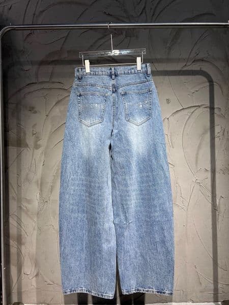Spring Light Blue Jeans 3D Letter Denim Pants Women Scimitar Trousers