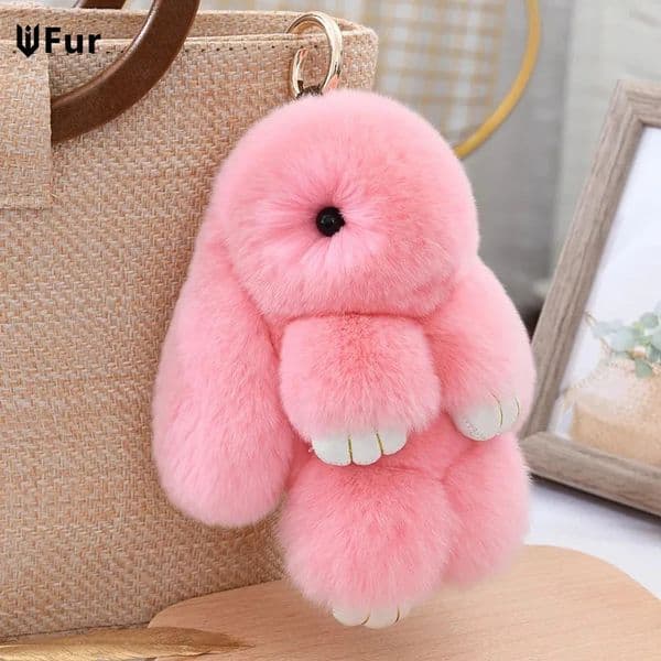 15cm Classic Pendant Rex Rabbit Fur Ornament Keychain Bunny Car Key Chain for Fashion Woman Bag Accessories Gift 260119