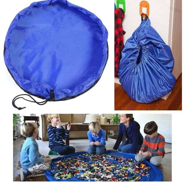 2 in 1 Portable Children's Drawstring Organizer and Play Mat Kids Quick Storage Bag Large Building Blocks Toys 26Y0119