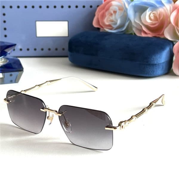 New fashion design square sunglasses 2154O rimless bamboo-shaped metal temples simple and popular style versatile outdoor UV400 protection eyewear