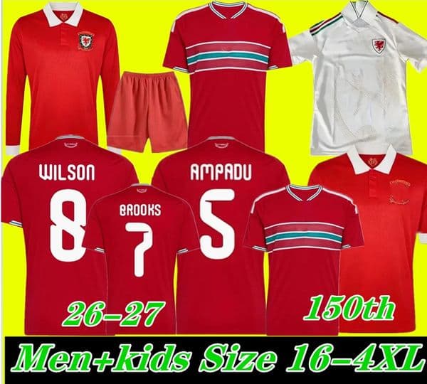 wales football jersey 2026 2027 Special 150-Year Anniversary BROOKS WILSON JOHNSON Neco Williams HOME soccer shirts men kids kit home away top quality