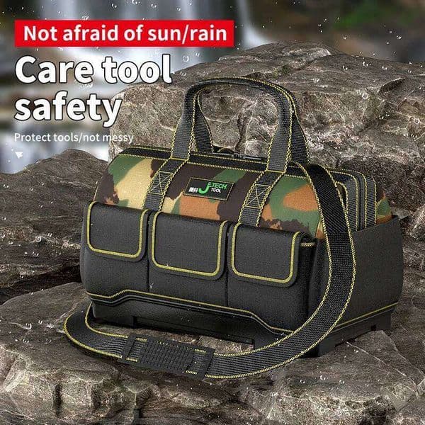 Large Soft-Sided Tool Bag with Reinforced Bottom - Spacious Multi-Pocket Design for Organizing Wrenches, Screwdrivers & Tools 26Y0119