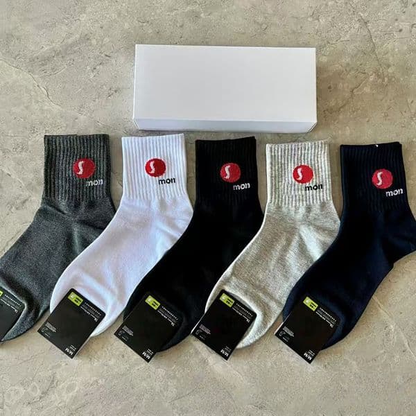 Designer Mens Socks Women Sport Sock Solid Color Pit Strip Women Socks Embroidery Thread Double Needle Cotton Wicking Sweat Anti-odor Autumn Winter Socks
