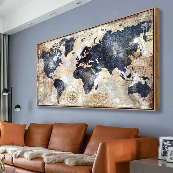 cologne 2026 Framed World Wall Art Print Nautical Map Canvas Artwork For Home Office Decor perfume Travel Memory Picture X Inch Ready To Hang Free Shipping