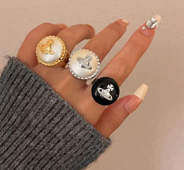 New Meilad Amber Open Ring High end Fashion Personality Planet Index Finger Ring Designer Jewelry Women's Niche Design Adjustable Opening Rings