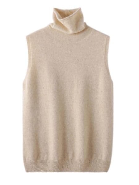 Women Autumn Winter Sleeveless Turtleneck Pullover Vest 100 Merino Wool Sweater Basic Soft Knitted Waistcoat Korean Style Top 260112