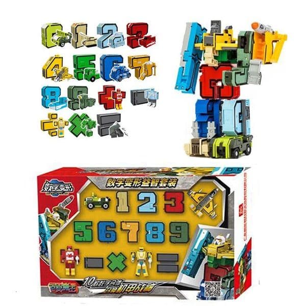 With Box Assemble Number Robots Transformation Action Figure Car Dinosaur Model Deformation Digit Letters Alphabet Toys 260119