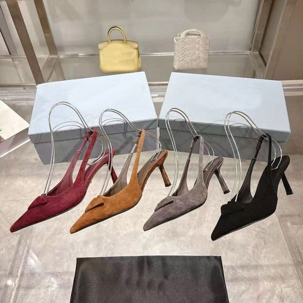 Designer womens slipper heels designer shoes Half slippers pointed heel Shoes leather woman shoe beach Lazy Sandals Stiletto heels new Large size 35-41