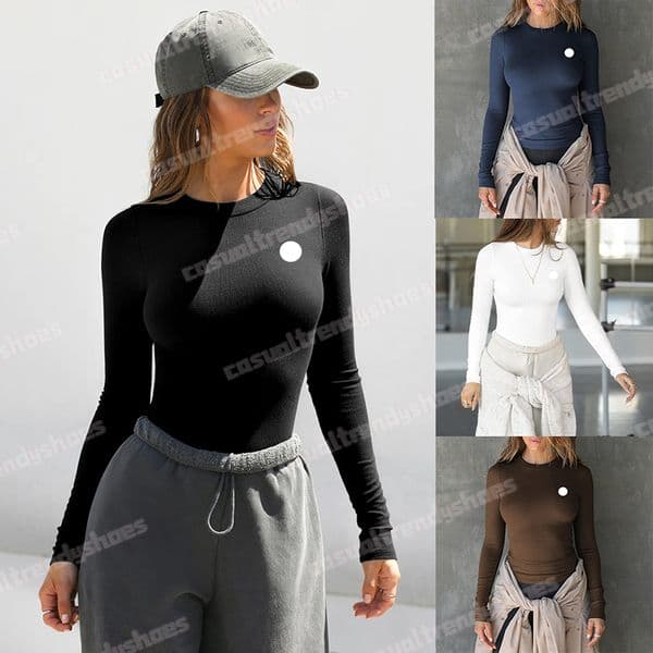 Women Yoga Shirt Long Sleeve Outfit Basic Layer T Shirt Solid Color Backless Gym Tight Top Shaping Waist Fitness Outfit Shirts Sportswear for Lady