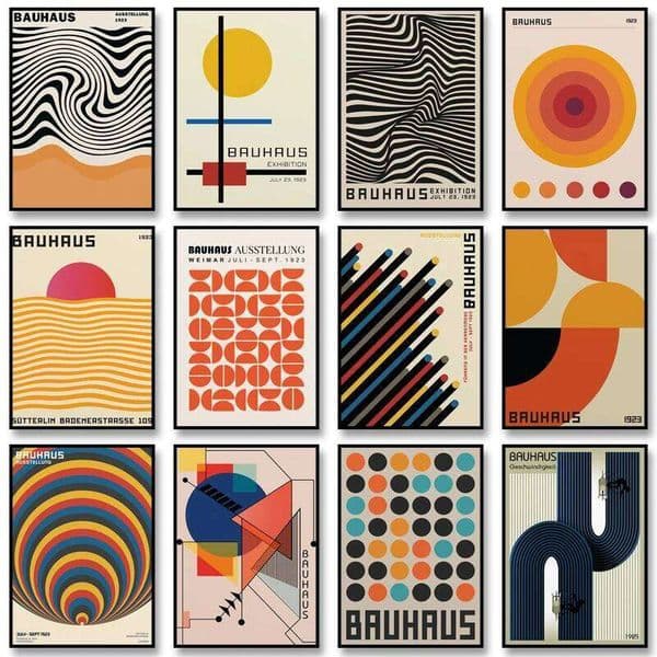 Abstract Bauhaus Geometric Canvas Poster Vintage Pop Print Modern Wall Art Picture for Living Room Dormitory Home Decoration 26Y0119