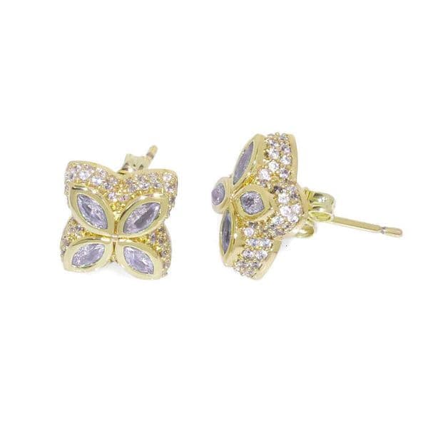 Hip-Hop 14K Crossover Four-Leaf Clover Earrings for Women VVS Moissanite Colorful Simple Elegant Platinum Plated