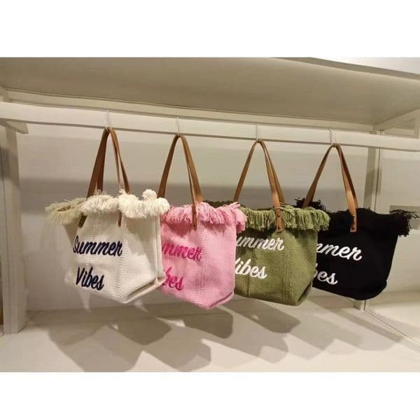 Tassel Hand-held Shopping Bag Retro Embroidered Tote Bag Casual Shoulder Bag