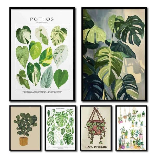 1pc Green Botanical Leaves Interior Art Print Houseplants Nature Indoors Canvas Wall Home Decor Calming Poster Foliage and Plant 26Y0119