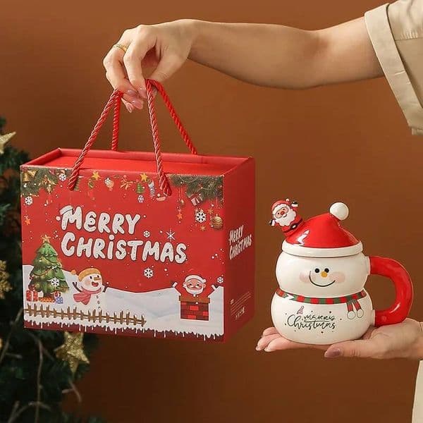Bestseller Creative Ceramic Cartoon Snowman Mugs Gift Box for Christmas Household Coffee Mug Milk Cup ddmytues