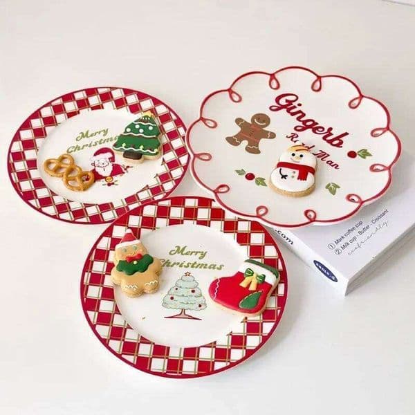 Christmas Ceramic Santa Claus Coffee Mug Creative Vintage Tableware Dessert Dish Dinner Plate Gingerbread Man Plates 26H0119