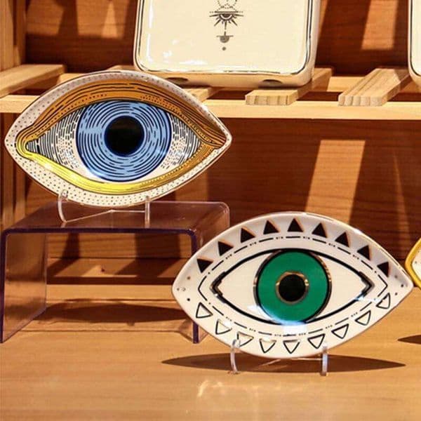 Ceramic Jewelry Tray Trinket Rings Earrings Necklaces Dish Evil Eye Decorative Plate Bowl Home Decor 26H0119