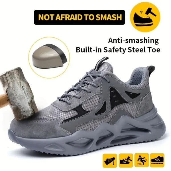 Mens Comfortable Soft-Soled Smash and Puncture Resistant Work Shoes 260119