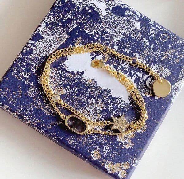 Diamond Designer 18K chain Letter Bracelet women starry classic two-piece set bracelet Gold plated Luxury jewelry gift #244 b7vD#