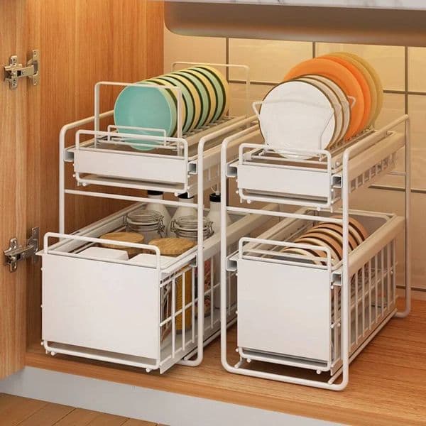Bestseller Dish Shelf Stackable Antirust Bowls Rack Drawer Style Countertops Drain Bowl Frame Home Cupboard Simple Cutlery Racks ddmytues