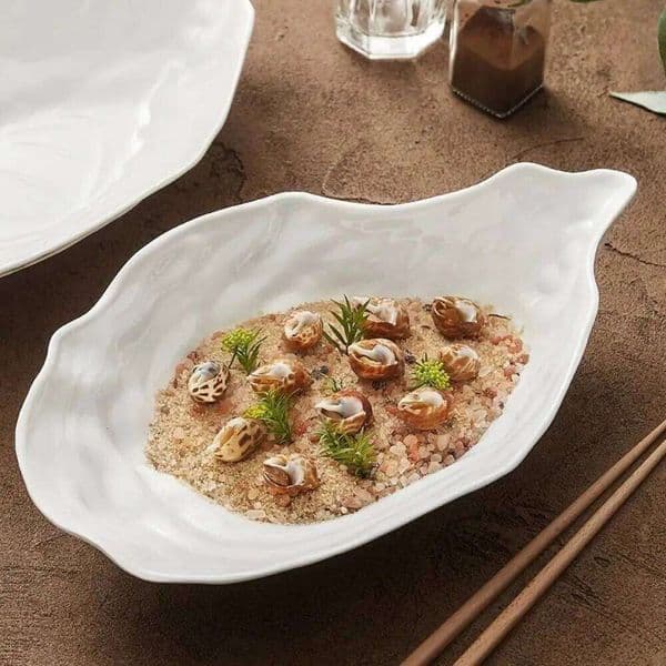 Kitchen Organizer Ceramic Sashimi Oyster Shell Shape Reusable Salad Plate Creative Multi-Function Storage Dish Festival 26Y0119