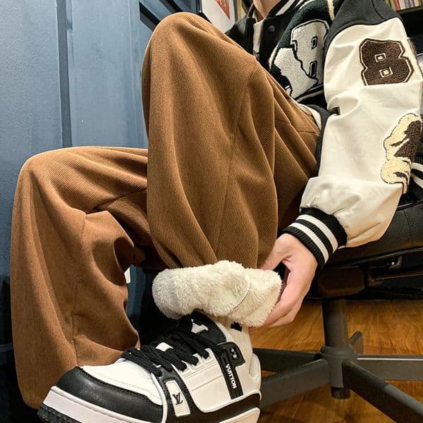 Thick Fleece Lined Joggers for Men Winter Warm Sherpa Pants Mens Sweatpants Heavyweight Casual Lounge Trousers Fall Winter 260109