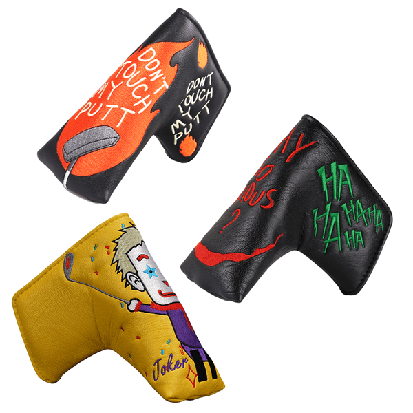 Golf Headcover Black Yellow Clown Man HA HA Smiling Face Blade Putter Head Cover Wood Cover Club Golf Head Cover Putter Cover