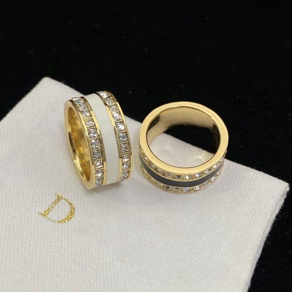 Gold enamel Letter rings 18K designer rings Gold plated fashion trendy women's ring Elegant Band rings Designer Jewelry gift for wedding Top Quality X1Pl#