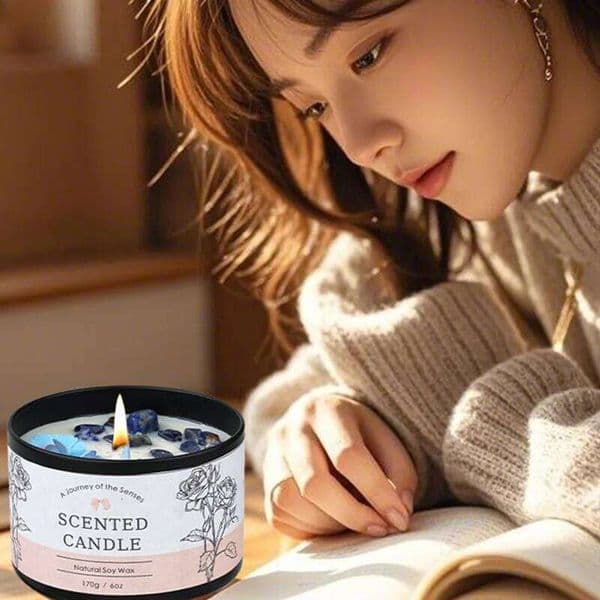 8x6cm Jar Wax Dried Flower Crystal Candle, Indoor Light Scented Birthday And Festival Gift X260120