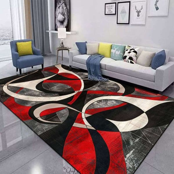Red Black Swirl Abstract Carpet for Living Room Large Bedroom Decoration Rug Light Luxury Sofa Coffee Table Mat Non-slip X260120
