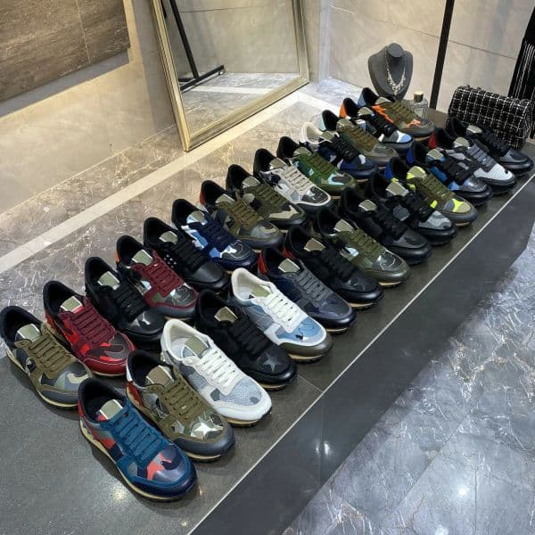 Designer shoes Sneakers luxury Men Women Camouflage Rivet Casual Shoes Mesh Camo Suede Leather Trainers Rock runner Chaussures Studded Flats Shoe