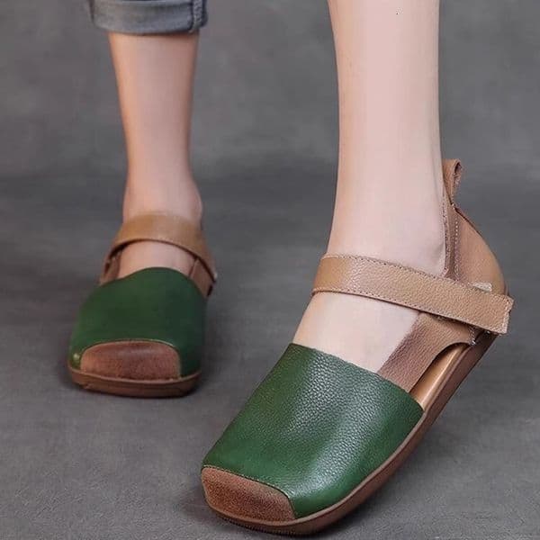 Ddmysports Color Block Square Toe Women S Sandals New Summer Hollow Single INS Trend Versatile Niche Flat Leather Shoes Outdoor Shoes