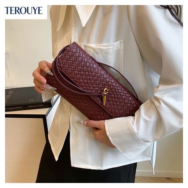 TEROUYE Knitted Texture Rectangular Handbag Winter New Korean Fashion Retro Style Women's Shoulder Bag Versatile Trendy Style Luxury Bag