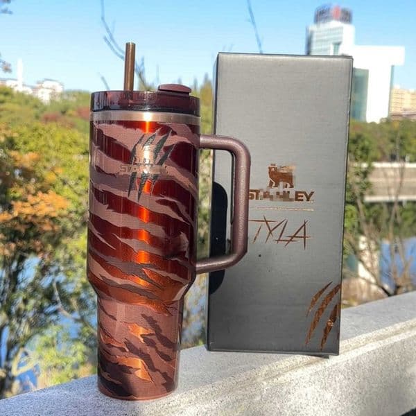 New Leopard Print Large Capacity Stainless Steel Thermos Portable Water Cup