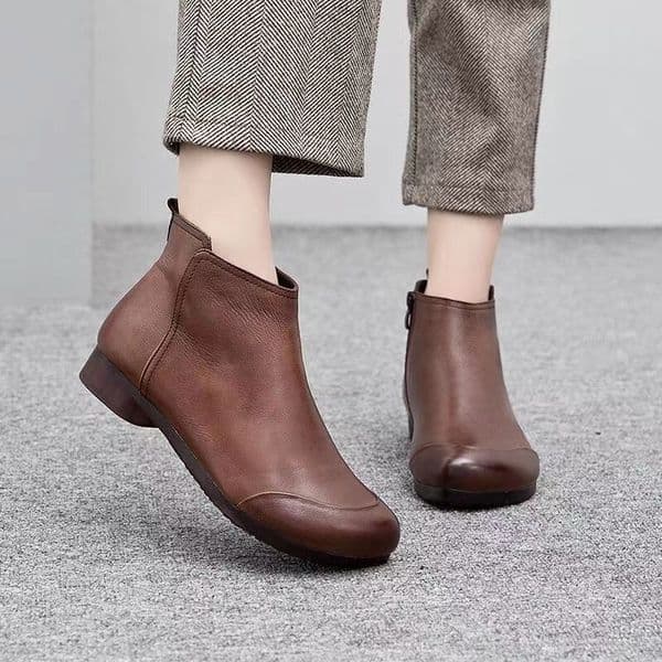 Ddmysports Mom Retro Fleece Lined Warm Cotton Short Middle Aged Winter Comfortable Lightweight Boots Soft Sole Casual Shoes For Women Outdoor Shoes